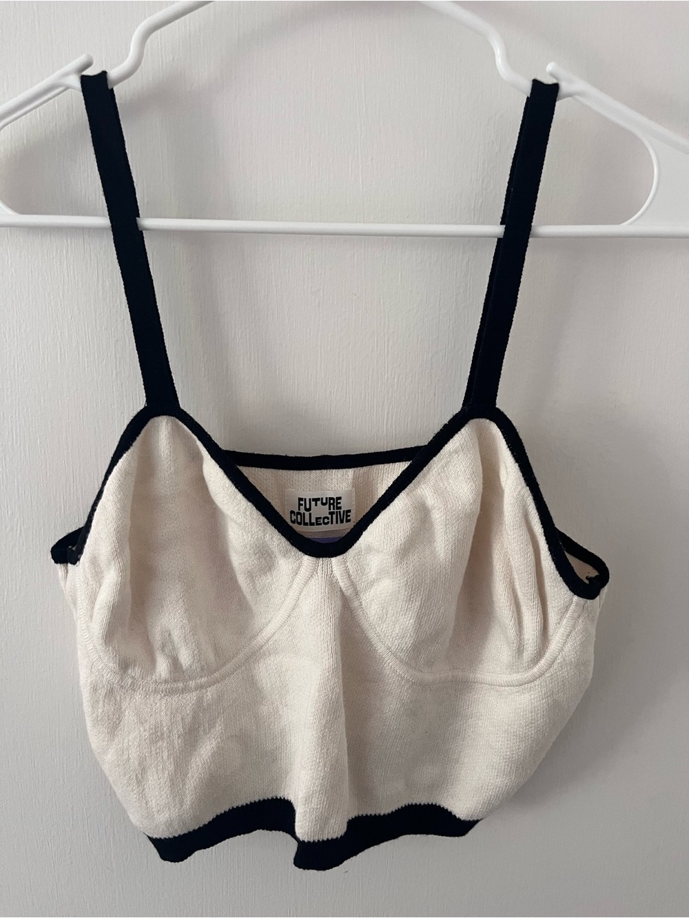 Future Collective Kahlana Barfield White Black Knit Crop Top Large